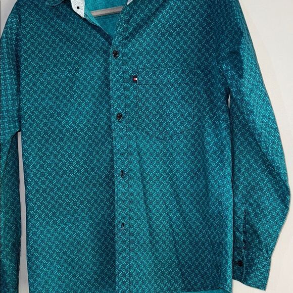 Tommy Hilfiger Green Casual Button Down Shirt with Geometric Design - Picture 5 of 10